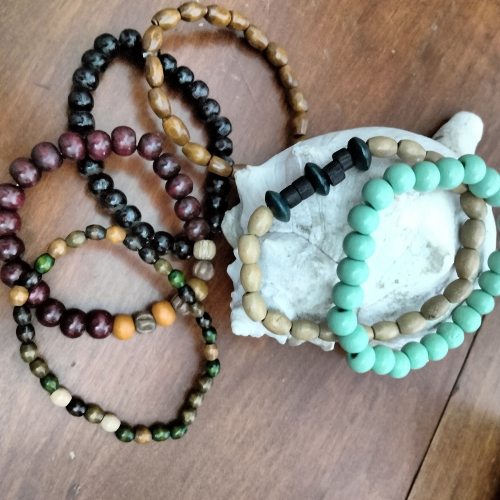 Six Beaded Stretch Bracelets